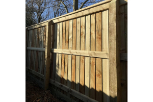 Featheredge fence showing the rear of the fence 