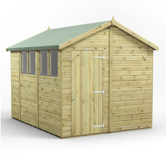 Power® 10x8ft - Premium Pressure Treated APEX Shed - Single Door & Windows