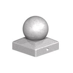 100mm Metal Post Cap with integral Ball finial, Galvanised Post Cap