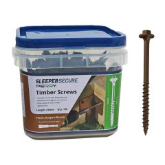 63mm No.4729 SleeperSecure Sleeper Screws - Hex Head - Tub of 150, Brown finish