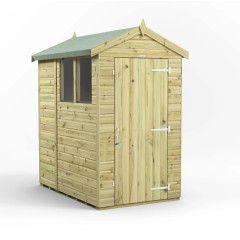 Power® 6x4ft - Premium Pressure Treated APEX Shed - Single Door & Windows