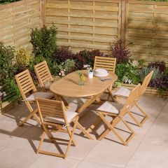 Rowlinsons Ashdown Folding 6 Seat Oval Dining Set with Cushions