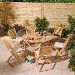 Rowlinsons Ashdown Folding 6 Seat Round Dining Set with Cushions