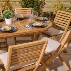 Rowlinsons Ashdown Folding 8 Seat Oval Dining Set with Cushions