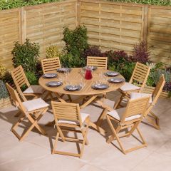 Rowlinsons Ashdown Folding 8 Seat Round Dining Set with Cushions