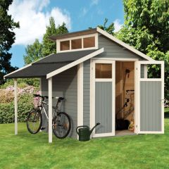 Skylight Shed with Lean-To, 7x10 Light Grey, Rowlinson