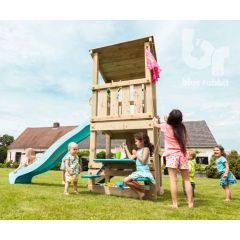 Blue Rabbit Cascade Play Tower with 1.2m + 0.9m platforms, with Green 2.28m long slide