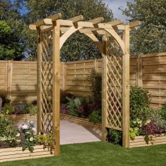 Stylish Arch with pergola style top and diamond lattice sides and arch bracing