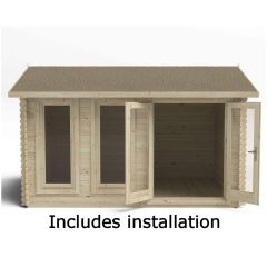 Forest Chiltern Log Cabin,4m x 3m, Single glazed, 24kg Felt, inc Installation