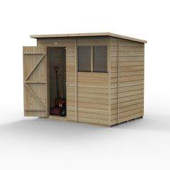 This Pent Shed has a 7'' by 5'  footprint and 2 windows. 