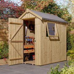 Sheds serve multiple uses, this one has been set up for a workshop come store