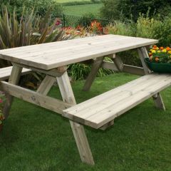 (WYE) Wye Rectangular Picnic Table, integral bench seats