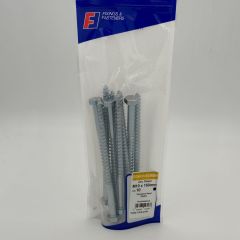 M10 x 160mm Coach Screws, Zinc Plated, 10 per Bag