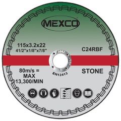 Mexco 115mm Abrasive Wheel flat cutting for stone (per blade)