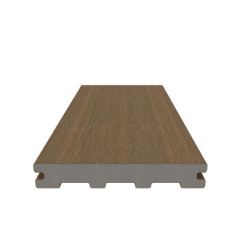 Newtechwood Ultrashield Naturale Composite Solid Scalloped Deckboard Secret Fix - Teak - 23 x 138 mm