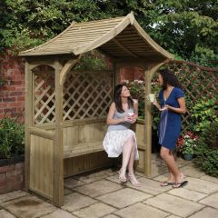 The Party Arbour is shown here with the sides folded down. However, it only takes 5-10 minutes to convert the Arbour to action mode!