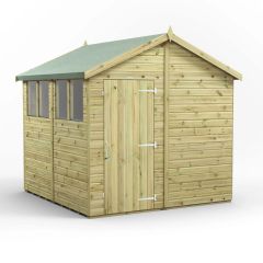 Power® 8x8ft - Premium Pressure Treated APEX Shed - Single Door & Windows