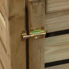 Neat metal bolt keeps door closed and stops unwanted attention around the bin-stores