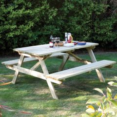The Rowlinson 5ft. picnic bench offers seating for up to 6 adults. Also available with green or grey canopy options