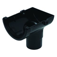 FloPlast (ROM2) 76mm Black Half Round Miniflo Stopend Outlet