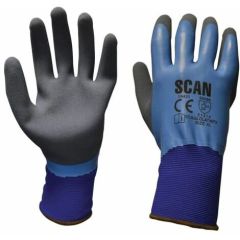 Scan Waterproof Full Latex Gloves  (blue and grey) per pair
