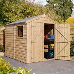 Modular design shed with tongue and groove shiplap walls. 