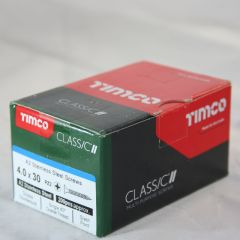 4.0x30mm TIMCO Classic Multi-Purpose Screws Pozi Double Countersunk - A2 Stainless Steel (200)