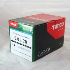 5.0x70mm TIMCO Classic Multi-Purpose Screws Pozi Double Countersunk - A2 Stainless Steel (200)