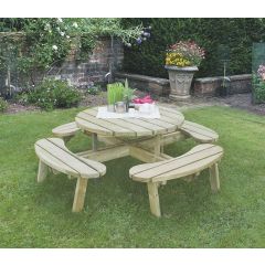 Circular twist on garden picnic table. Deliveries to Devon, Cornwall and most of mainland UK