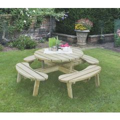 Circular twist on garden picnic table. Deliveries to Devon, Cornwall and most of mainland UK