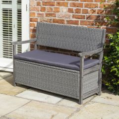 Alderley Rattan Storage Bench Grey Finish